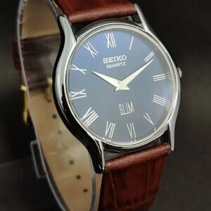 Seiko Quartz Watch with Brown Leather Strap